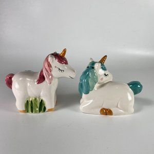 Unicorn Salt Pepper Shakers Boston Warehouse Ceramic Set of 2